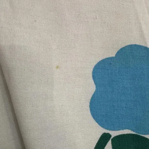 Vtg 60s/70s linen flower power bedspread? Fabric? King size - Picture 4 of 6